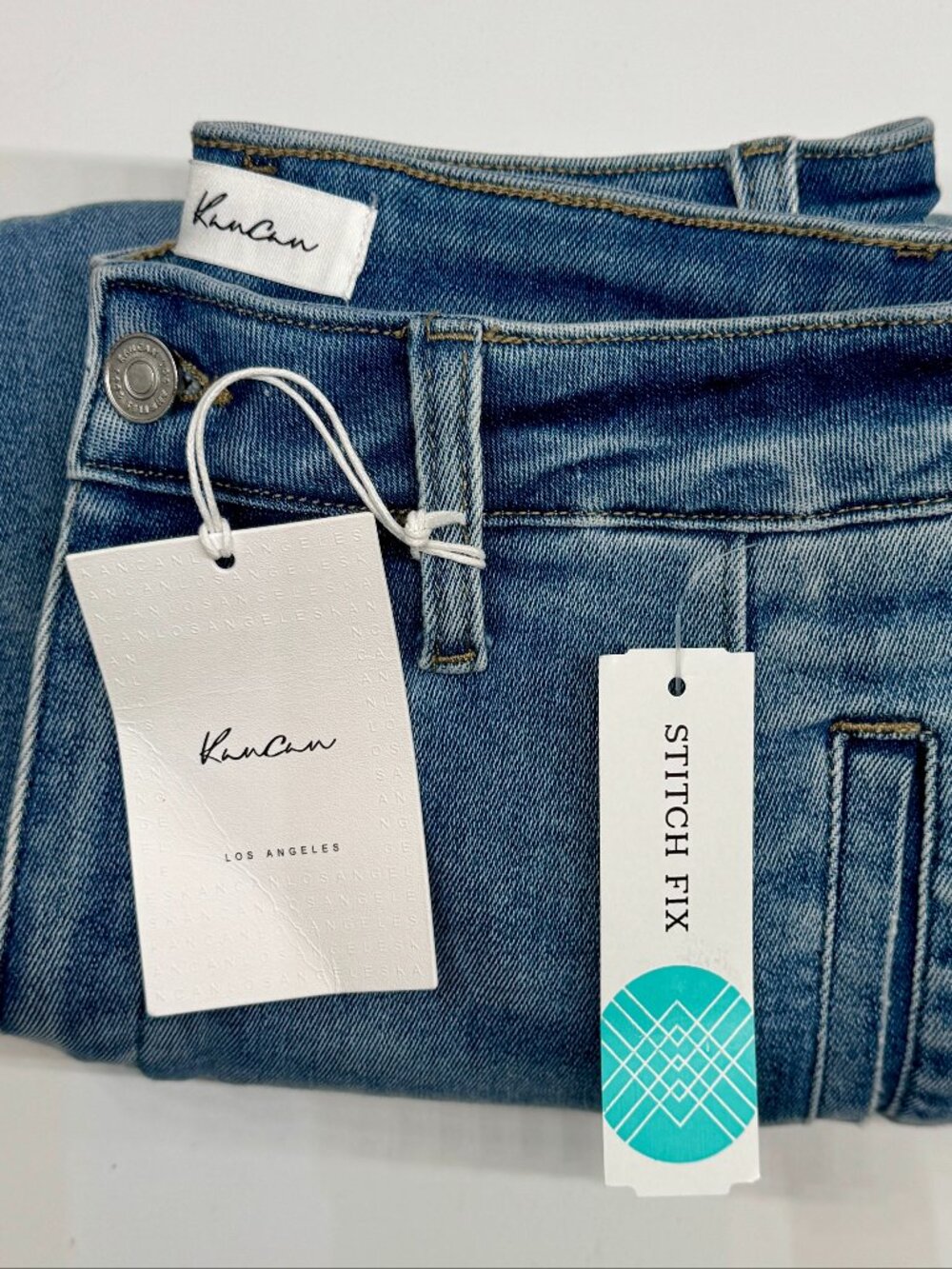 KanCan Womens 8/28 Wide Leg Jeans Raw Hem High Rise Cropped Blue Denim (NWT)